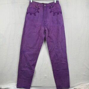 Vintage Jordache Jeans Purple High Waisted‎ Mom Jeans Embroidered Size 11/12